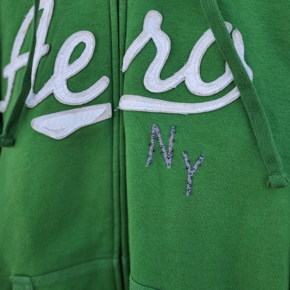 Aeropostale Aero Logo Full Zip Hooded Sweatshirt XL Green - Picture 2 of 3
